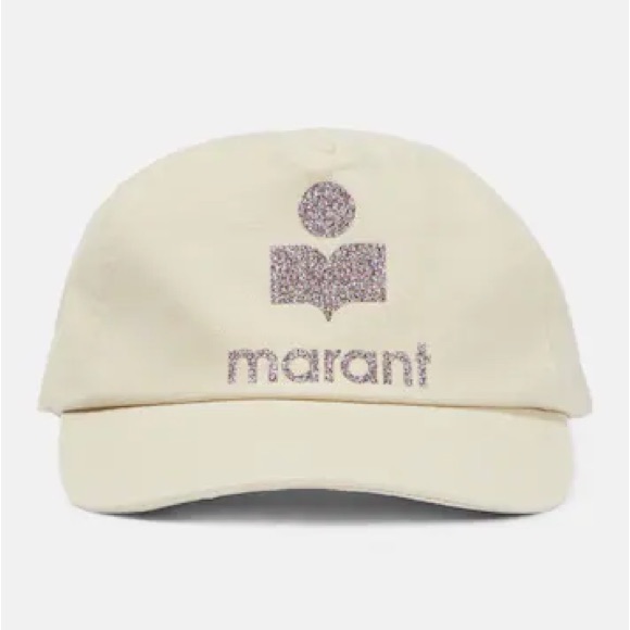 Isabel Marant The Tyron Baseball Cap In Beige With Glitter Multicolor New